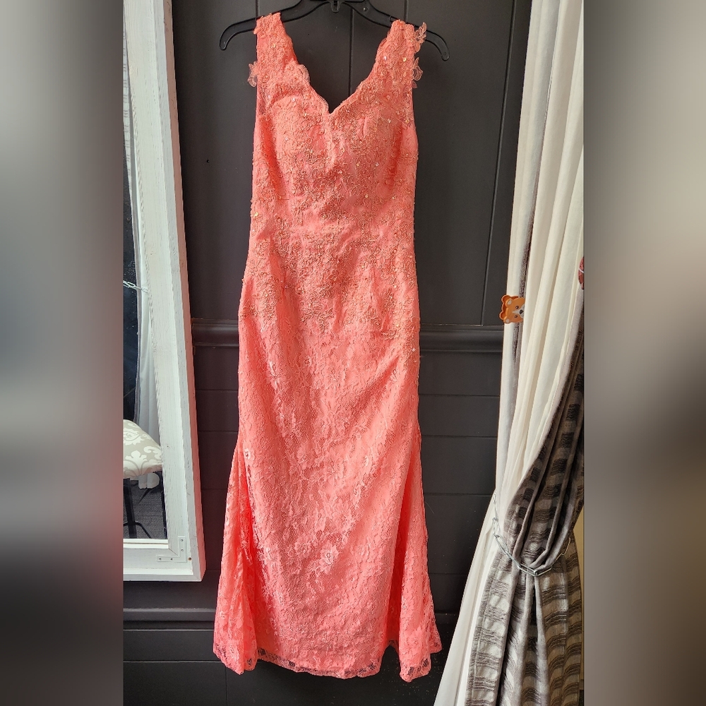 Sleeveless Lace and Bead Gown